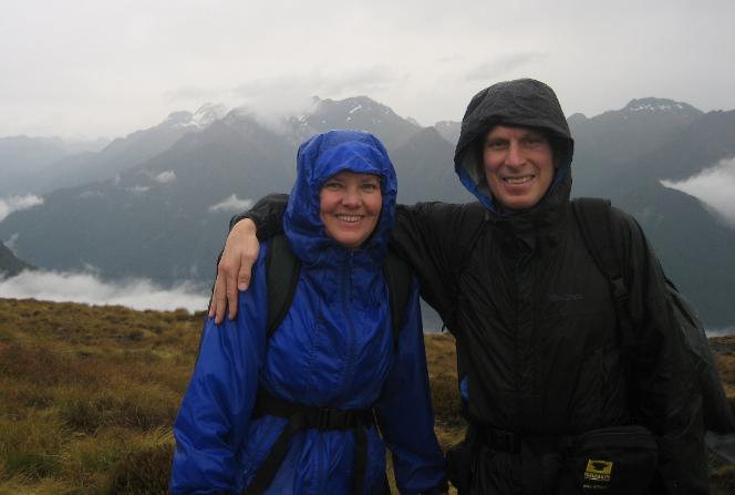 Wet but happy on top of the Kepler Track