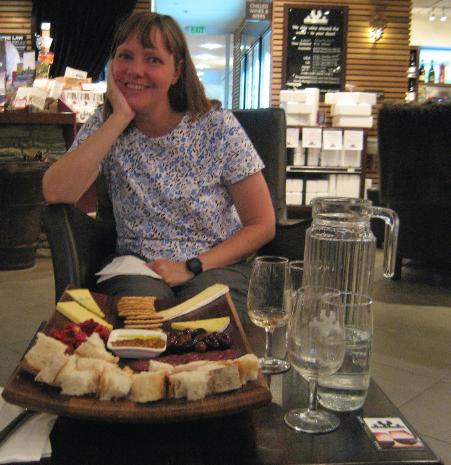 We enjoyed a gourmet cheese and salami  plate at this Queenstown wine tasting bar